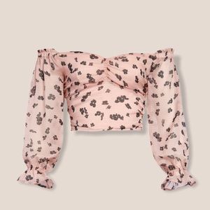 Leith Floral Print Off The Shoulder Crop Top